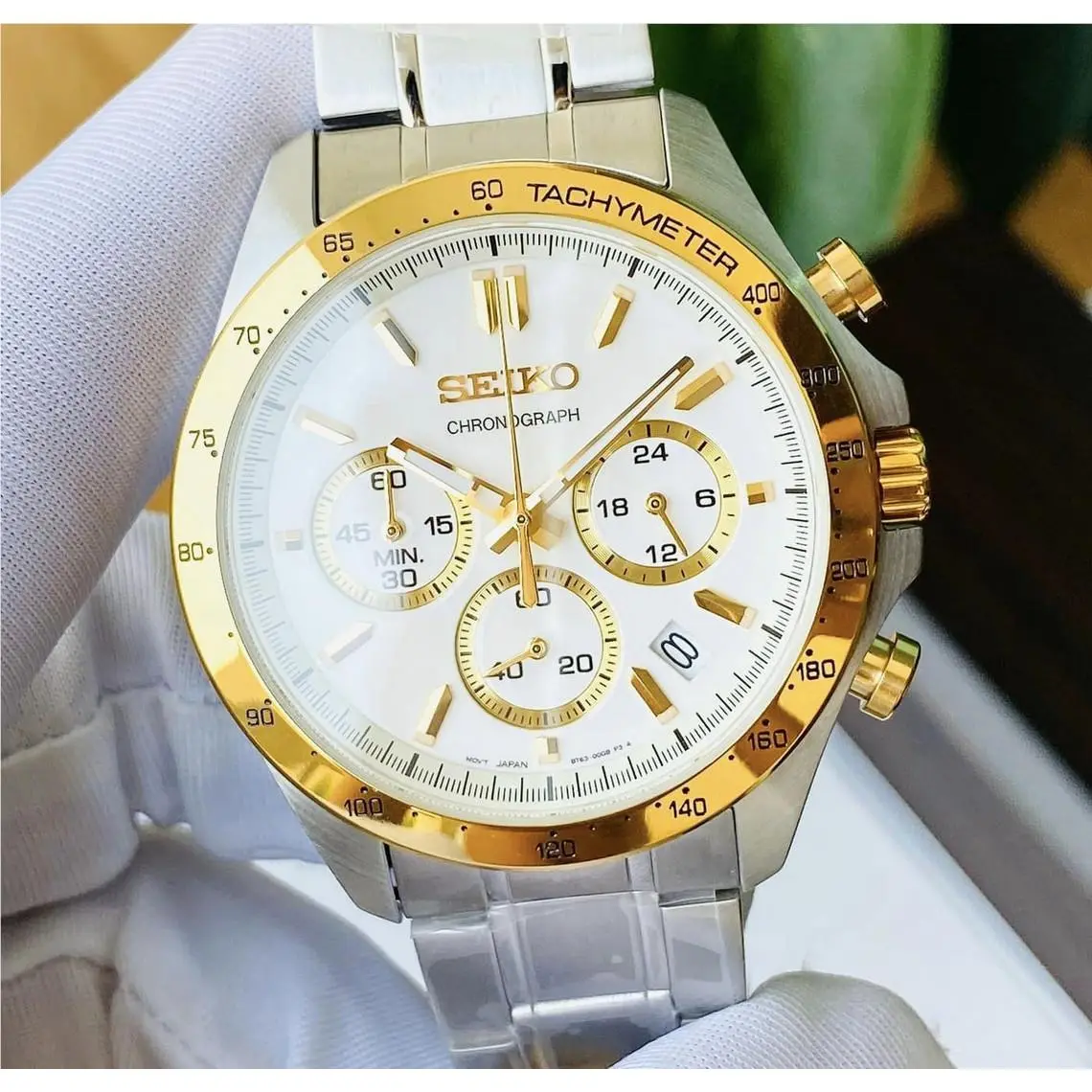 Seiko Spirit SBTR024 Chronograph White Dial Stainless Steel Men`s Watch