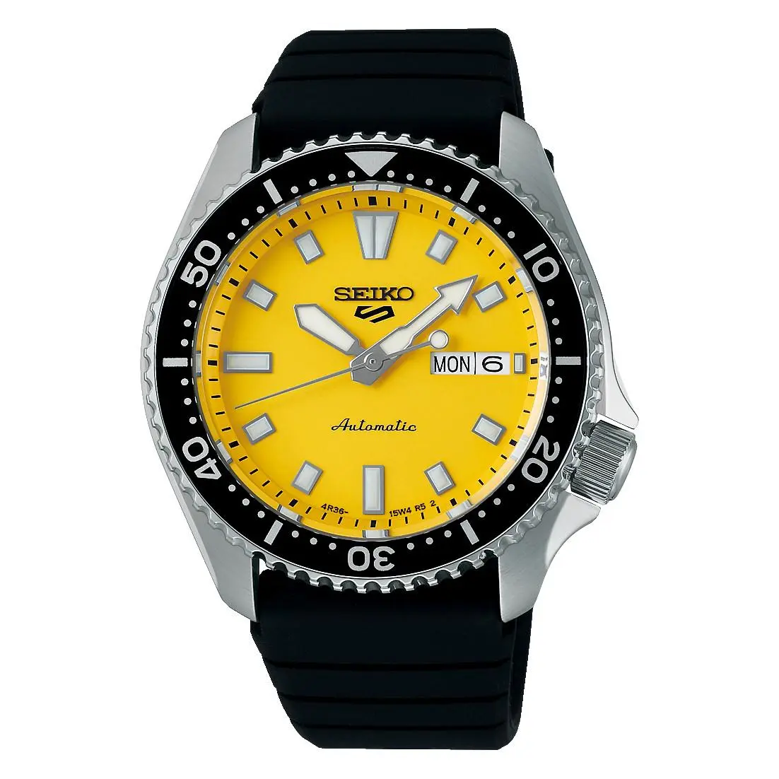 Seiko Men`s 5 Sports Automatic Yellow Dial Watch - SRPL87K1 - Dial: Yellow