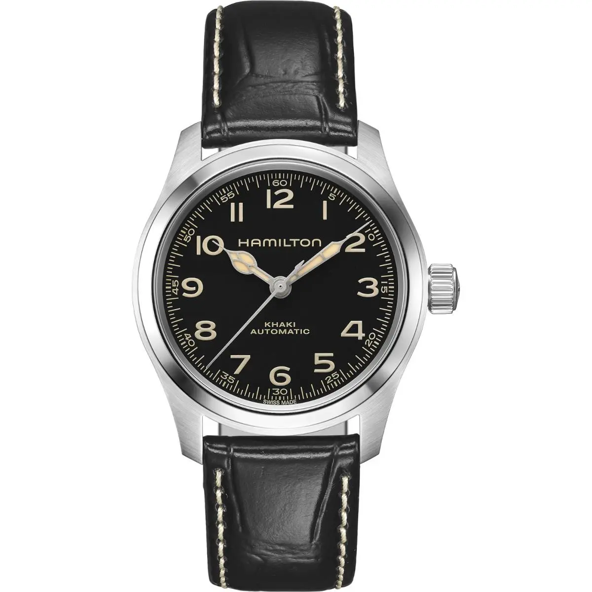 H70405730 Khaki Field Murph 38 mm Steel Black Dial Automatic Mens Watch by Hamilton
