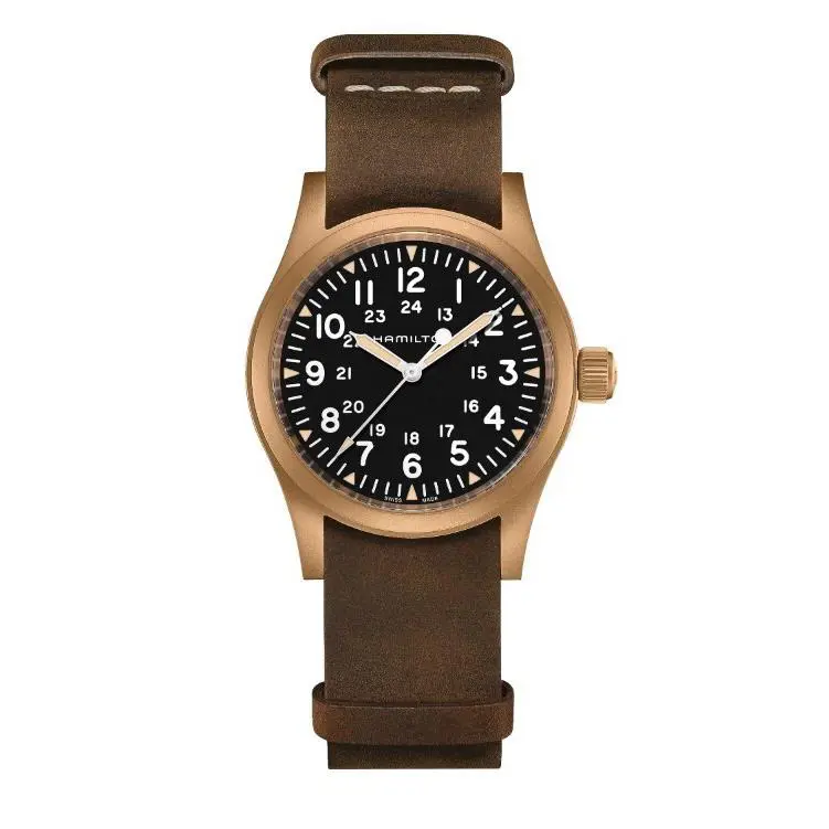 Hamilton Khaki Field Mechanical Black Dial Leather Round Men`s Watch H69459530