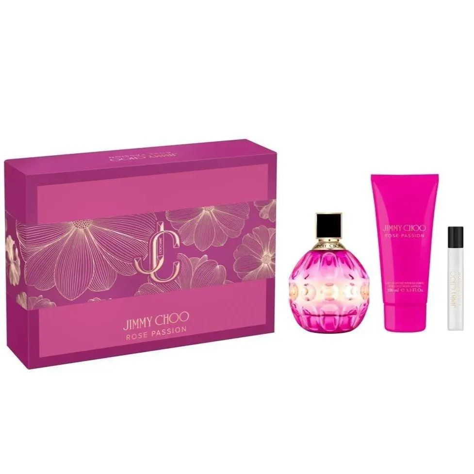 Rose Passion by Jimmy Choo 3pcs Gift Set 3.3oz Edp Spray + 3.3oz B/l + .25oz M