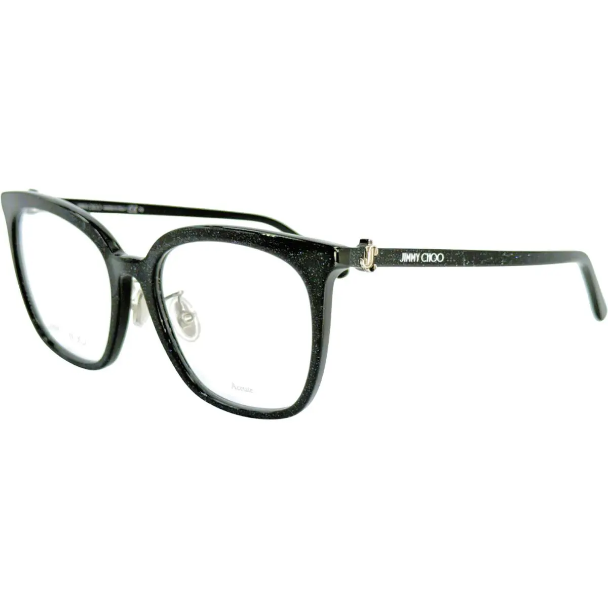 Jimmy Choo JC310G Womens Plastic Eyeglass Frame 0DXF Black Glitter Gold 53-18