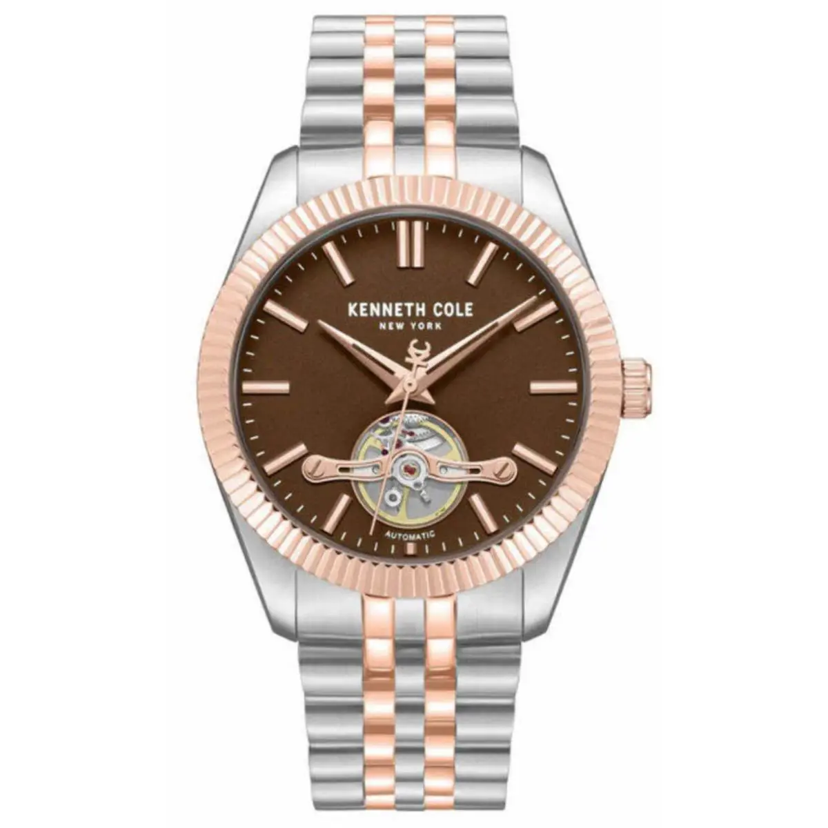 Kenneth Cole KCWGY0064802 Mens Automatic Skeleton Twotone Bracelet Watch