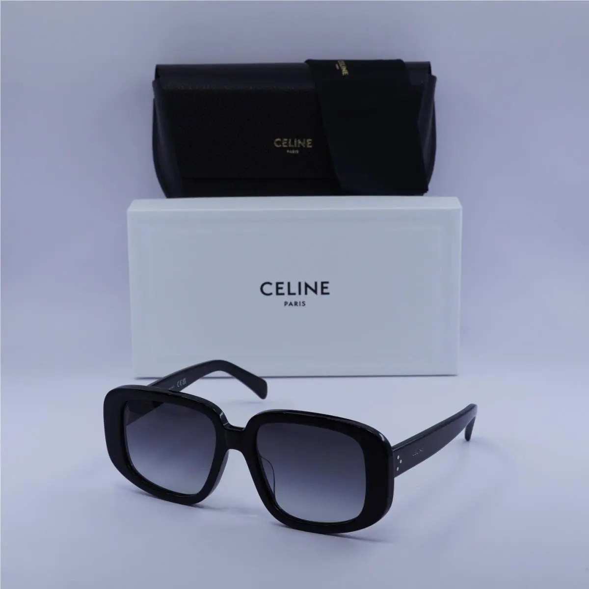 CL40299U 01B Shiny Black/smoke Gradient 55-18-140 Sunglasses by Celine