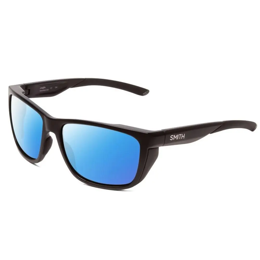 Smith Longfin Unisex Wrap Polarize Sunglasses Matte Black 59mm Choose Lens Color Blue Mirror Polar by Smith Optics