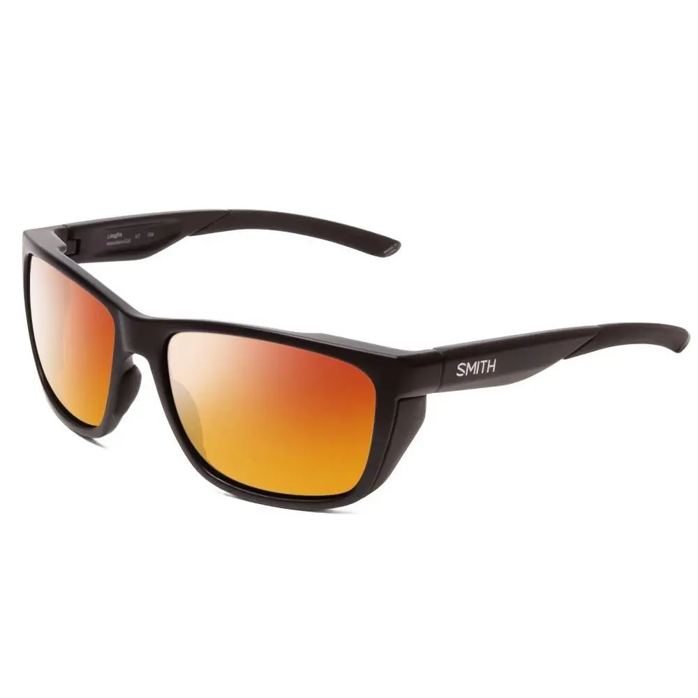 Smith Longfin Unisex Wrap Polarize Sunglasses Matte Black 59mm Choose Lens Color Red Mirror Polar by Smith Optics