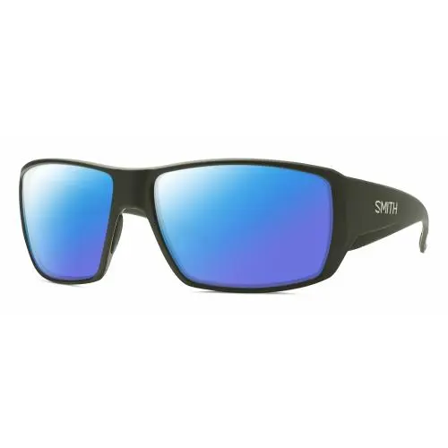 Guides Choice Unisex Rectangle Polarized Sunglasses Moss Green 62mm Blue Mirror Polar by Smith Optics