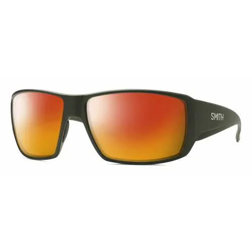 Guides Choice Unisex Rectangle Polarized Sunglasses Moss Green 62mm Red Mirror Polar by Smith Optics