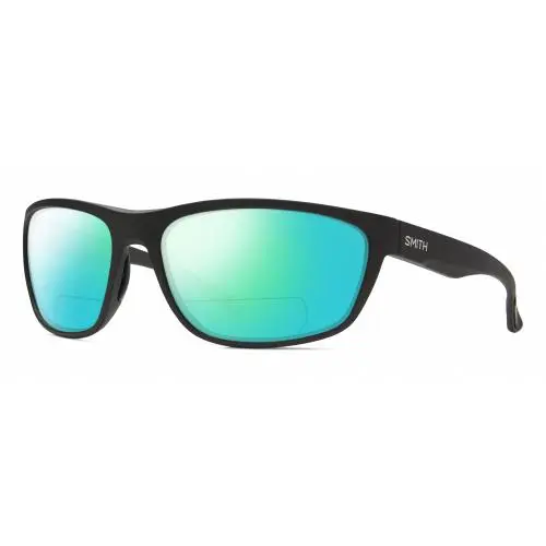 Smith Optic Redding Wrap Unisex Polarized Bifocal Sunglasses in Matte Black 65mm Green Mirror by Smith Optics