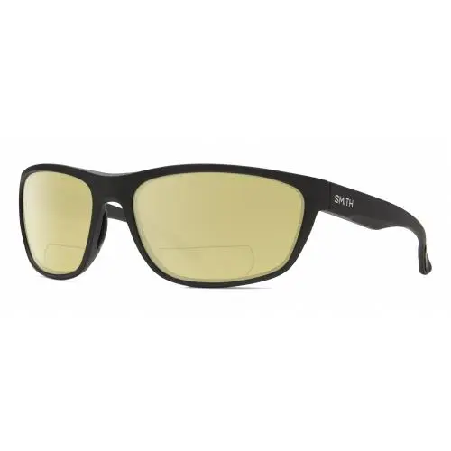 Smith Optic Redding Wrap Unisex Polarized Bifocal Sunglasses in Matte Black 65mm Yellow by Smith Optics