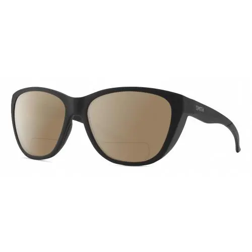 Shoal Unisex Oval Polarized Bifocal Sunglasses in Matte Black 58 mm Brown by Smith Optics