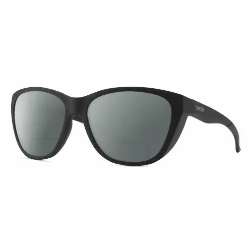 Shoal Unisex Oval Polarized Bifocal Sunglasses in Matte Black 58 mm Grey by Smith Optics