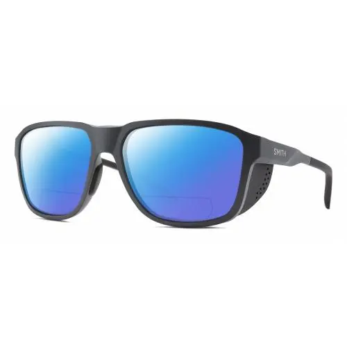 Embark Unisex Polarized Bifocal Sunglasses in Matte Slate Grey 58mm Blue Mirror by Smith Optics