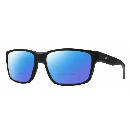 Smith Optic Basecamp Unisex Square Polarized Bifocal Sunglasses Matte Black 58mm Blue Mirror by Smith Optics