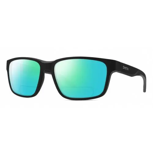 Smith Optic Basecamp Unisex Square Polarized Bifocal Sunglasses Matte Black 58mm Green Mirror by Smith Optics