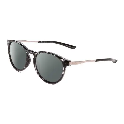 Wander Unisex Round Polarized Sunglasses Black Marble Tortoise 55mm Smoke Grey Polar by Smith Optics