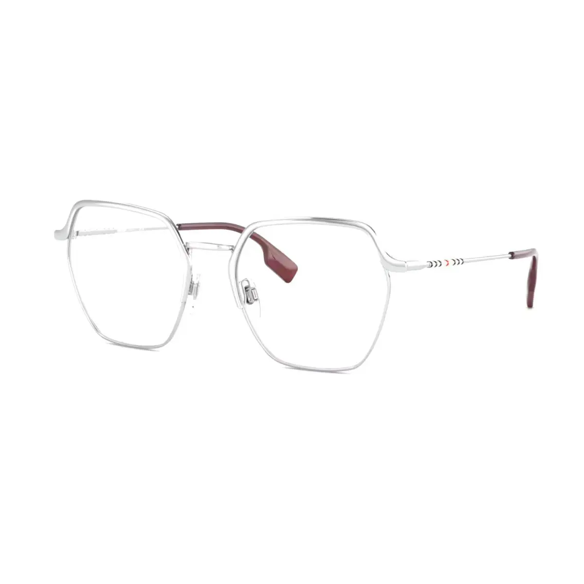 Burberry Angelica Eyeglasses B 1371 1005 52-19 140 Silver Hexagonal Frames - Frame: Silver, Lens: Demos with Imprint