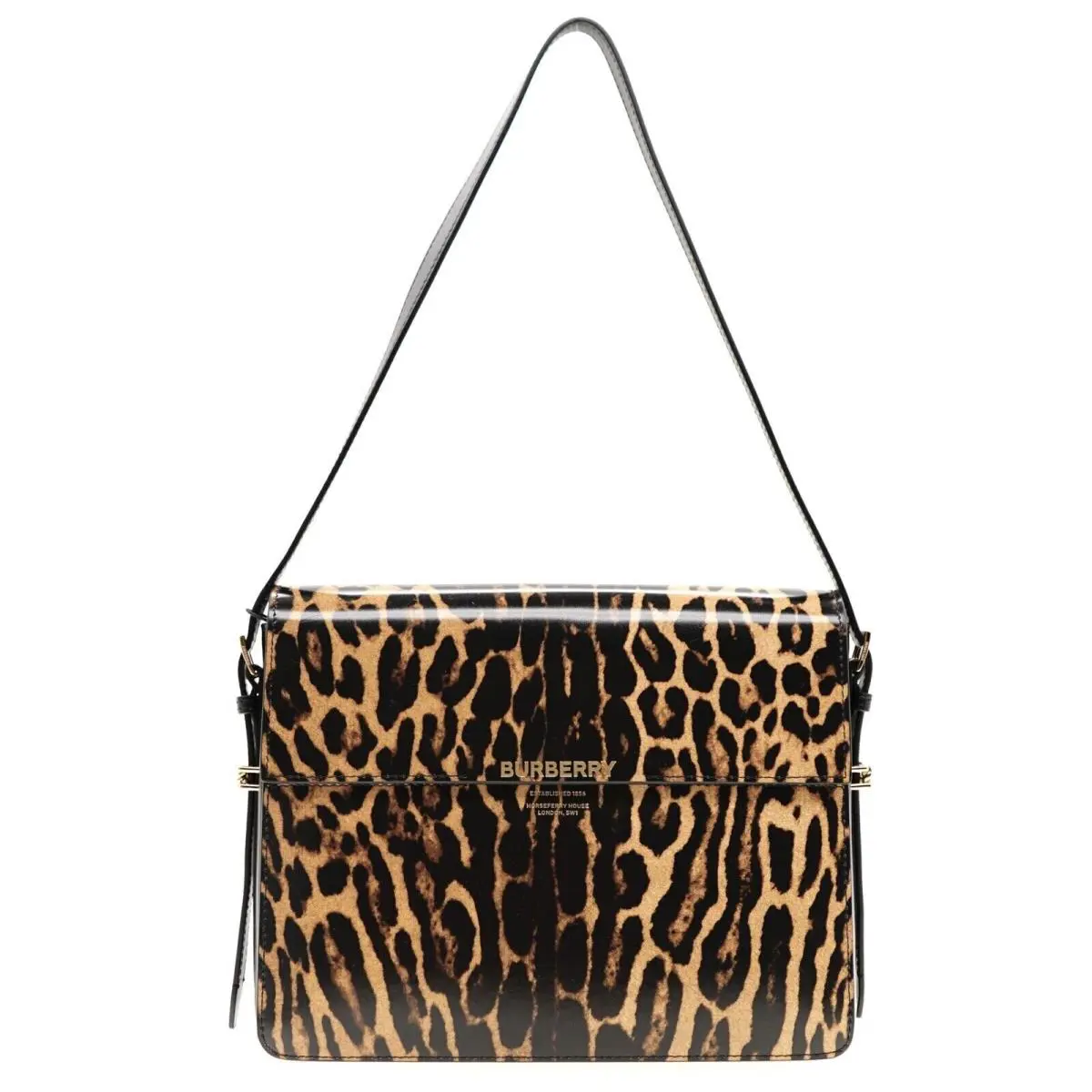 Burberry Grace Shoulder Bag Animal Print Brushed Leather