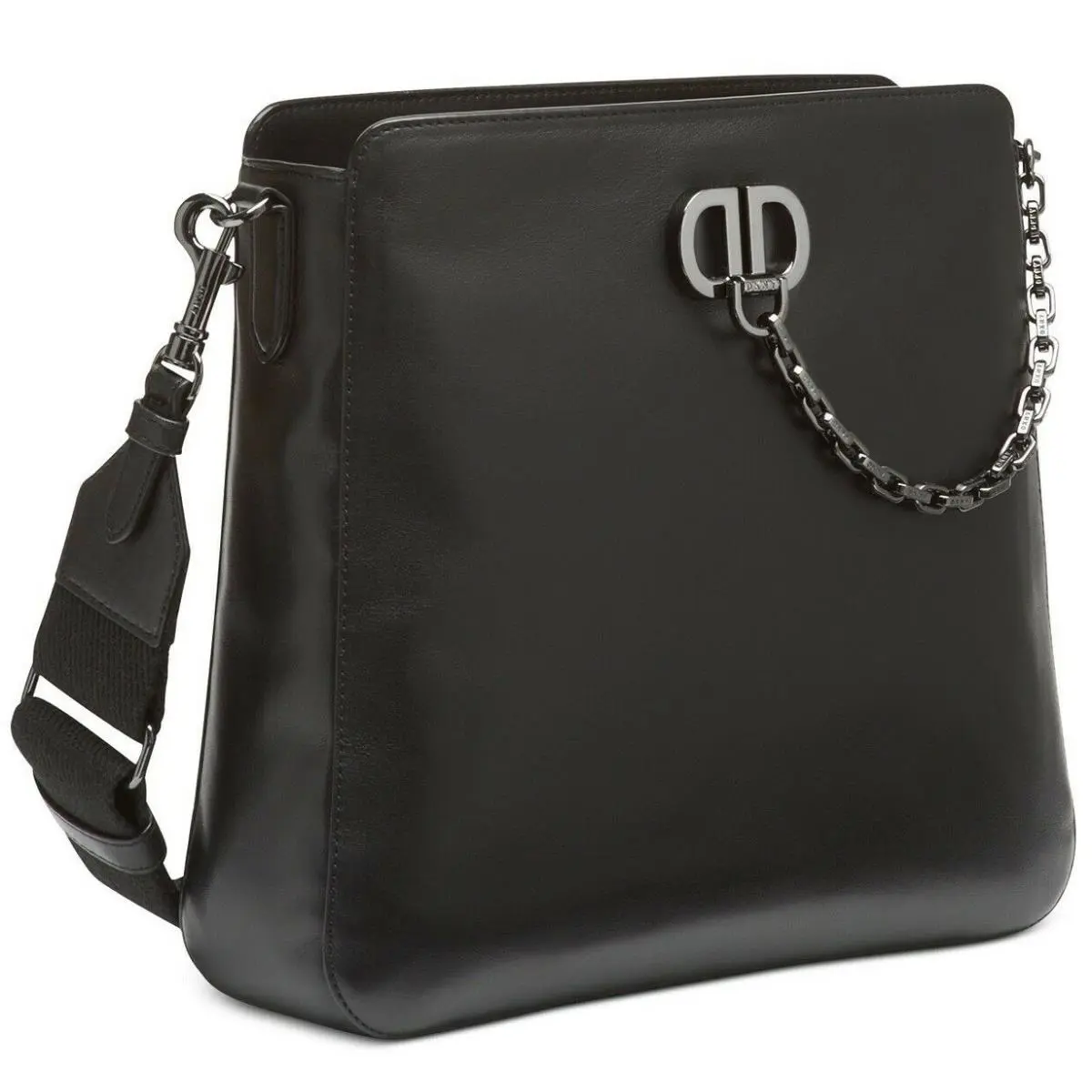 Dkny Linton Medium Messenger Leather Crossbody Shoulder Bag Black