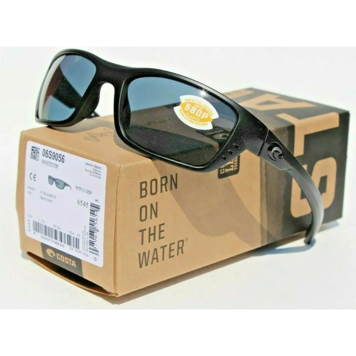 Costa Del Mar Wtp 01 Ogp Whitetip Sunglasses Blackout Gray 580P Polarized 58mm - Frame: Black, Lens: Gray