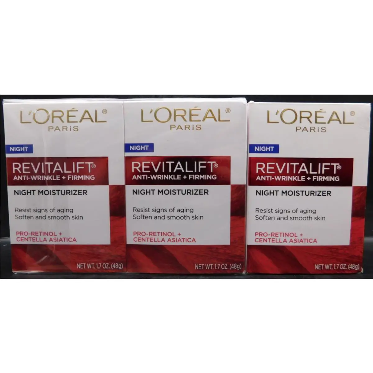 Lot Of 3 Loreal Revitalift Anti Wrinkle+firming Night Moisturizer 1.7oz Ea