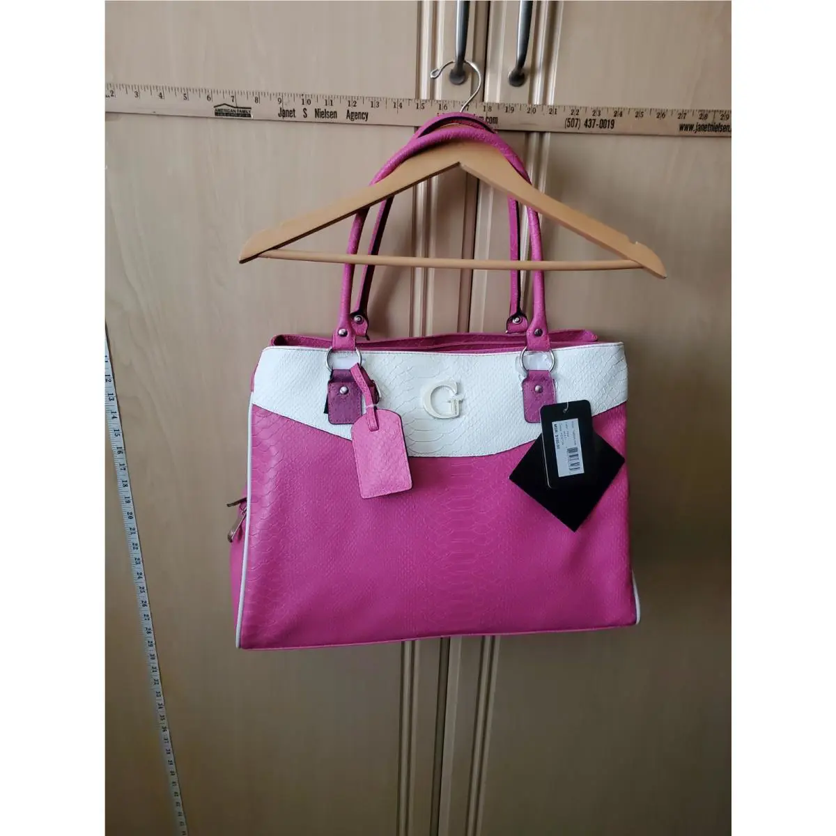 Kenton Pink Hand Bag Tote Bag 17 X 13 X 7 by Guess