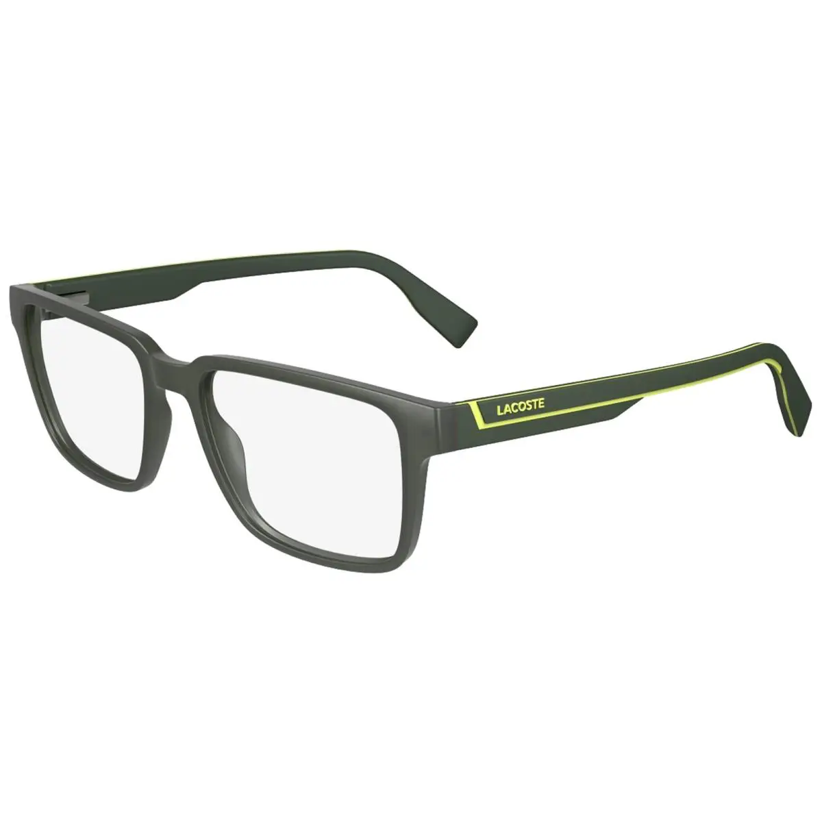 Men`s Matte Dark Green Rectangle Eyeglass Frames - L2936 275 by Lacoste