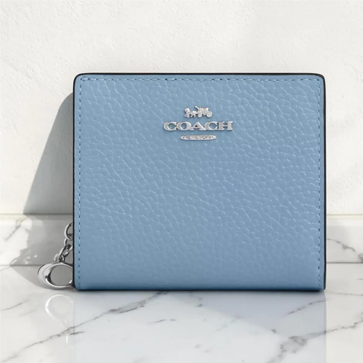 Coach Snap Wallet in Pool Blue Leather CBO77