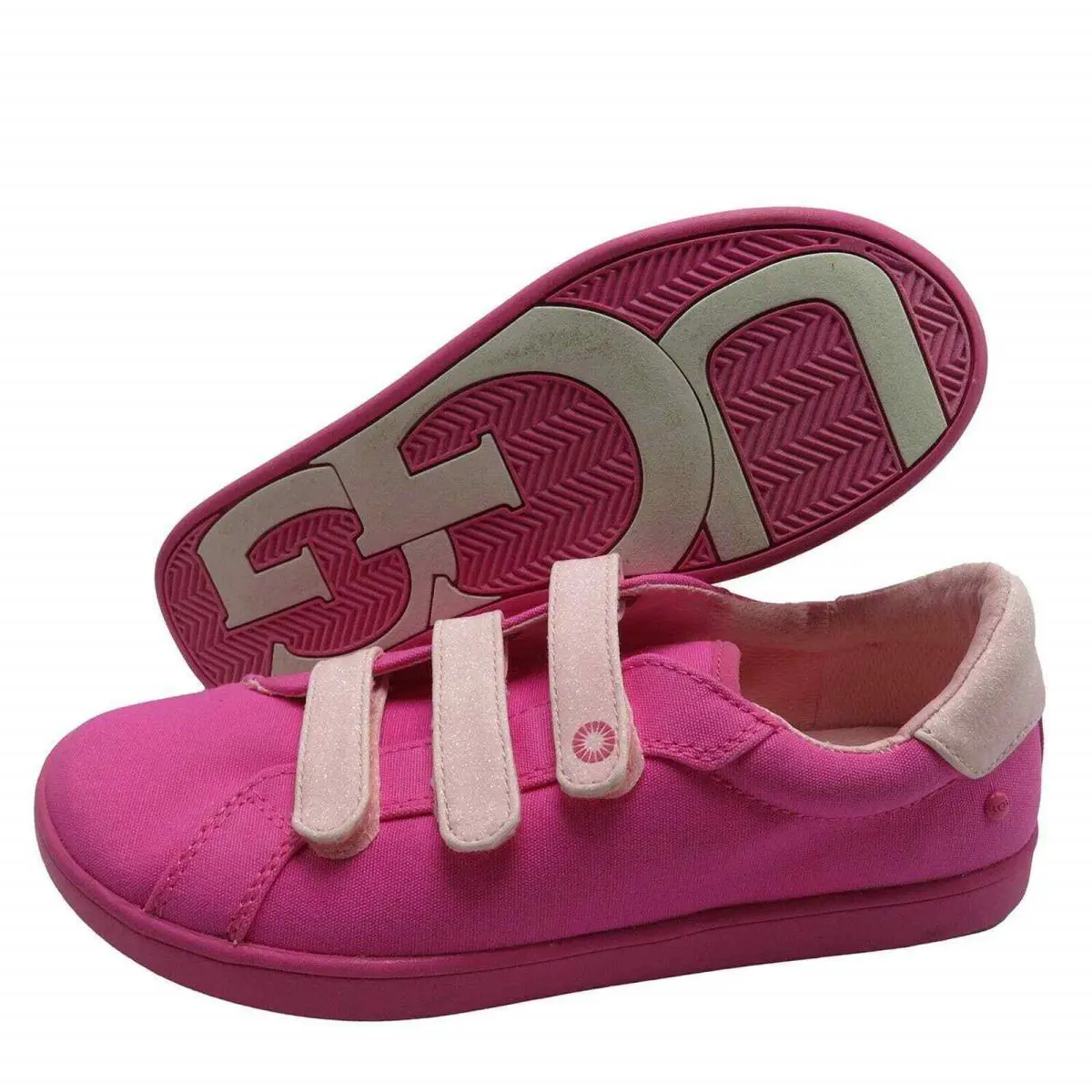 Ugg Kids Girl Pink Glitter Low Top Sneakers Size: 6