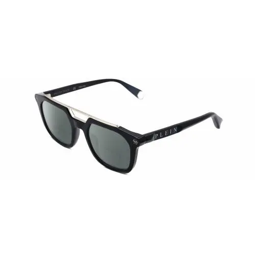 SPP001M Unisex Square Polarized Bifocal Sunglass Black Silver 51mm Grey by Philipp Plein