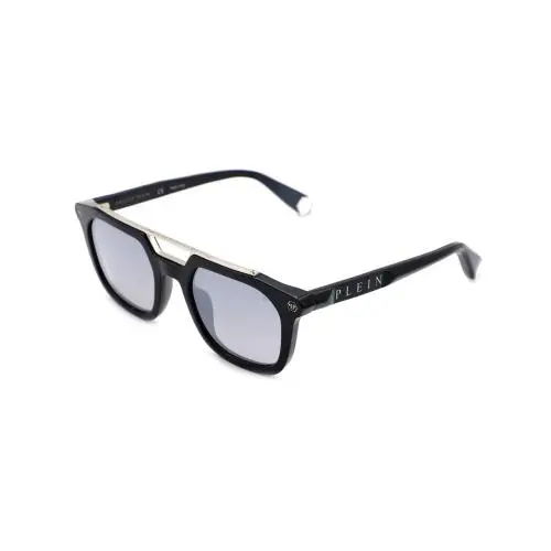 Philipp Plein SPP001M Unisex Square Sunglasses in Black/grey Silver Mirror 51 mm - Frame: Multicolor, Lens: Multicolor