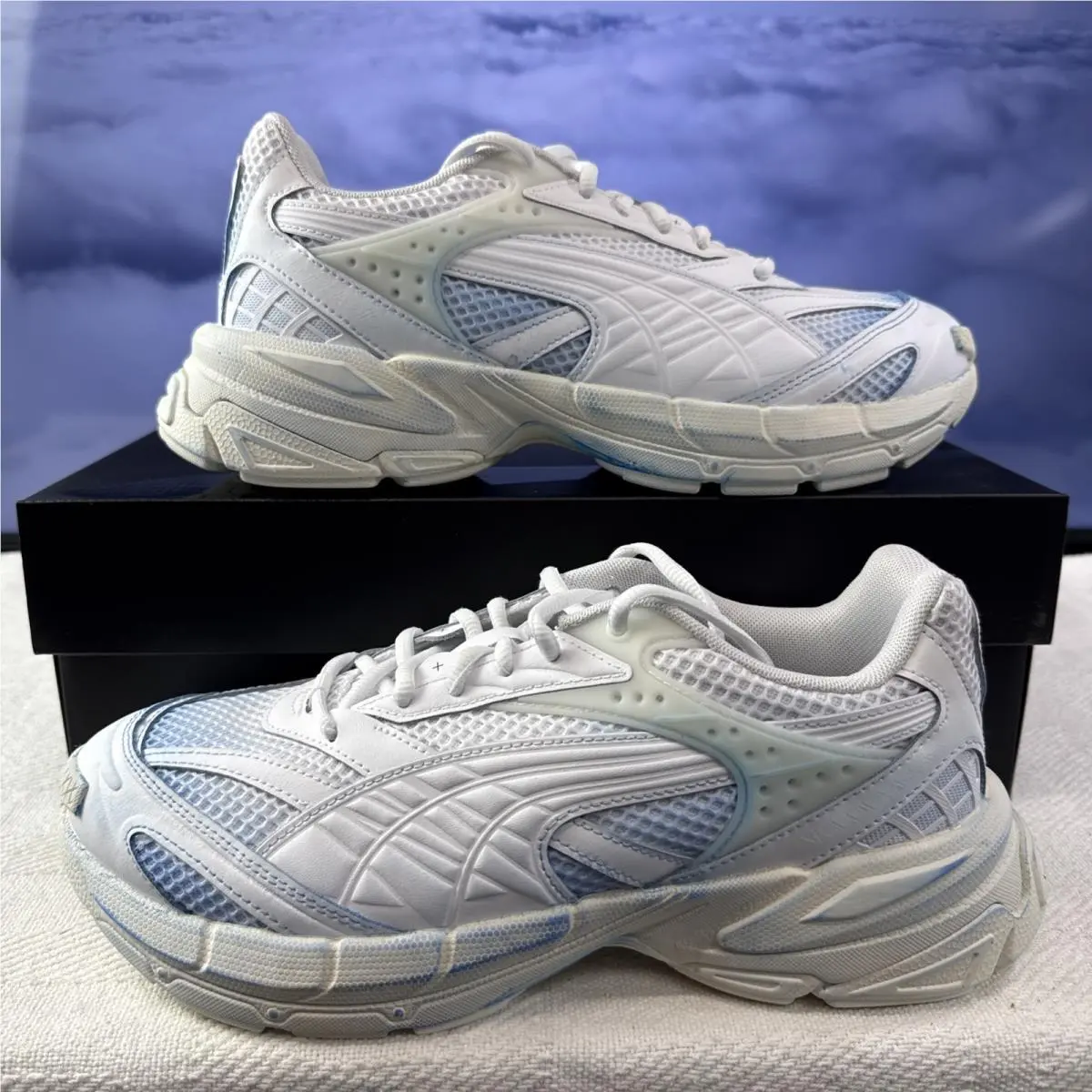 Puma Velophasis Overdye Lace Up Mens Blue Sneakers Casual 391966-01 Size 9.5