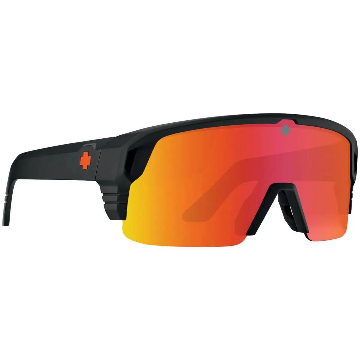 Spy Monolith 50/50 Semi-rimless Sport Shield Sunglasses w/ Happy Lens - Taiwan Black Mt/Bronze & Orange Spectra(156) by SPY Optics