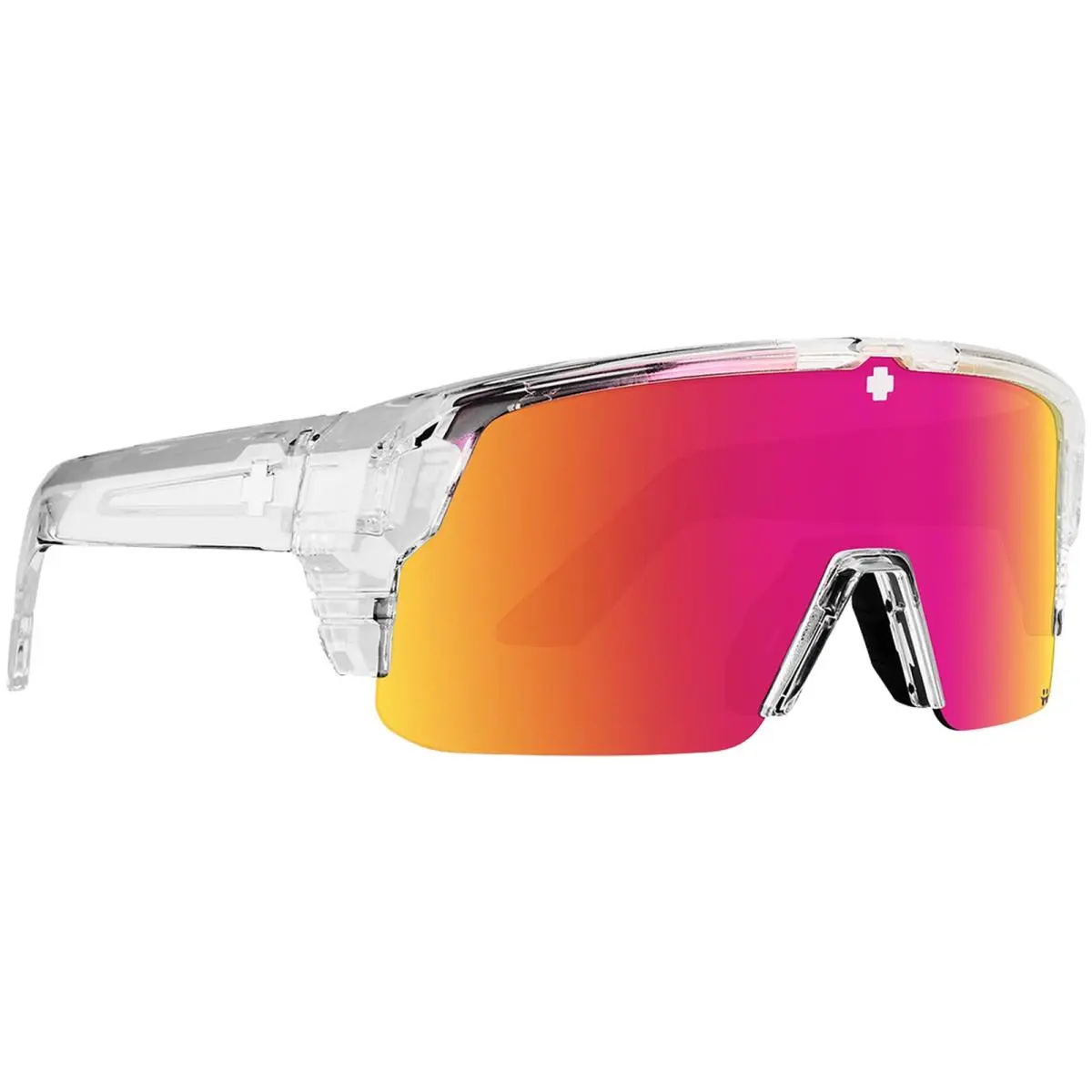 Spy Monolith 50/50 Semi-rimless Sport Shield Sunglasses w/ Happy Lens - Taiwan Crystal/Gray Green & Pink Spectra (192) by SPY Optics