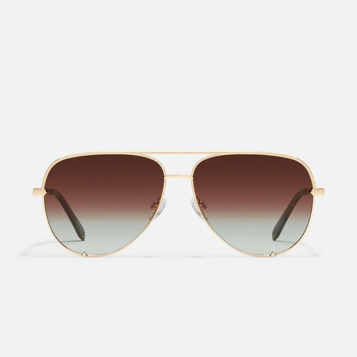 Quay Australia High Key Aviator Sunglasses Authorized Quay Retailer Gold Frame / Brown Fade (Polarized) by QUAY