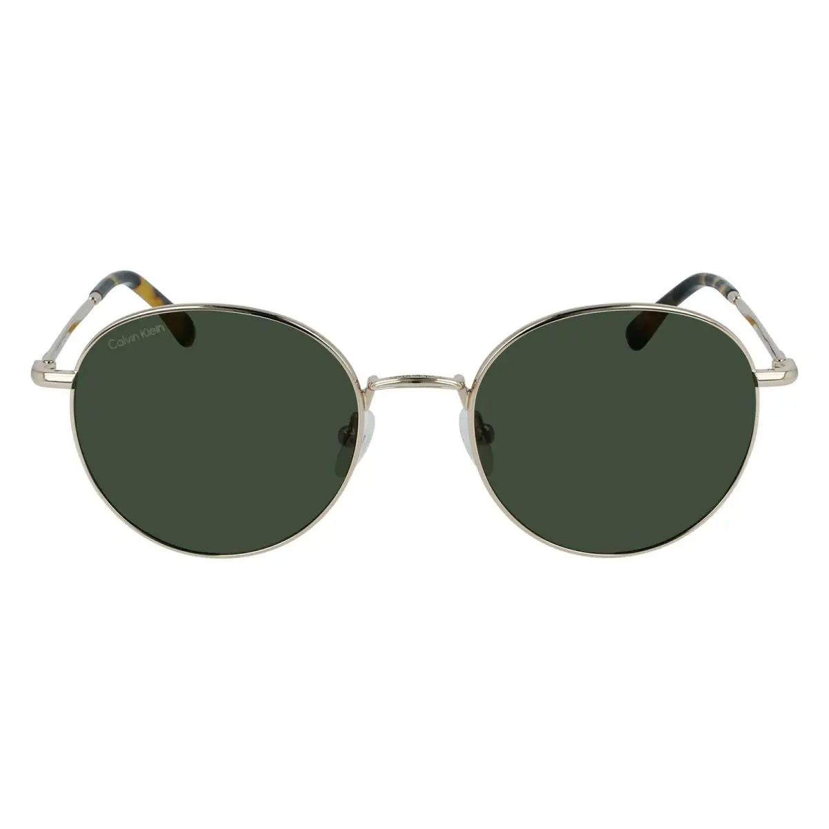 Calvin Klein CK21127S Unisex Round Sunglasses in Gold Tortoise Havana/green 54mm