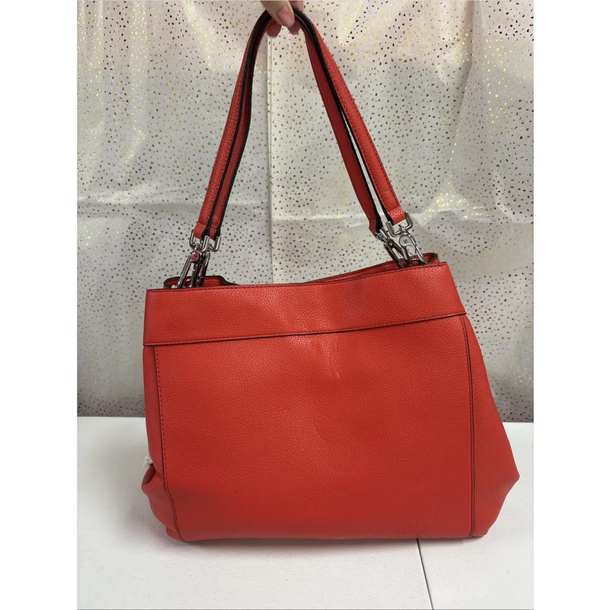 Calvin Klein Blood Orange Supple Leather Shoulder Bag