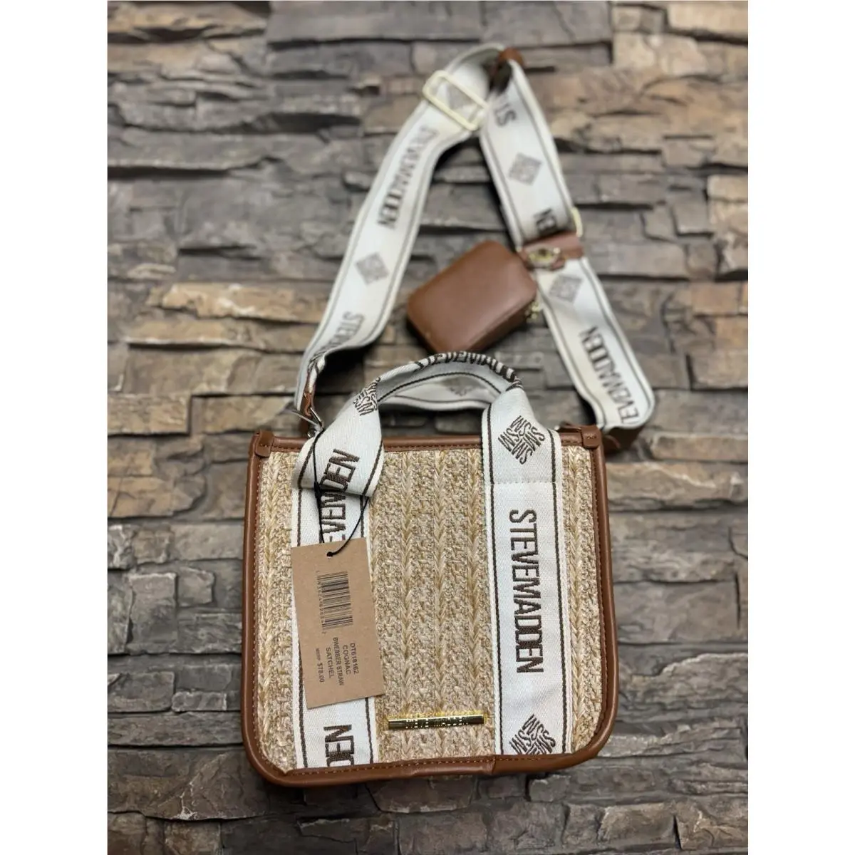 Steve Madden Bwebber Crossbody Canvas Tweed Signature Bag Casual