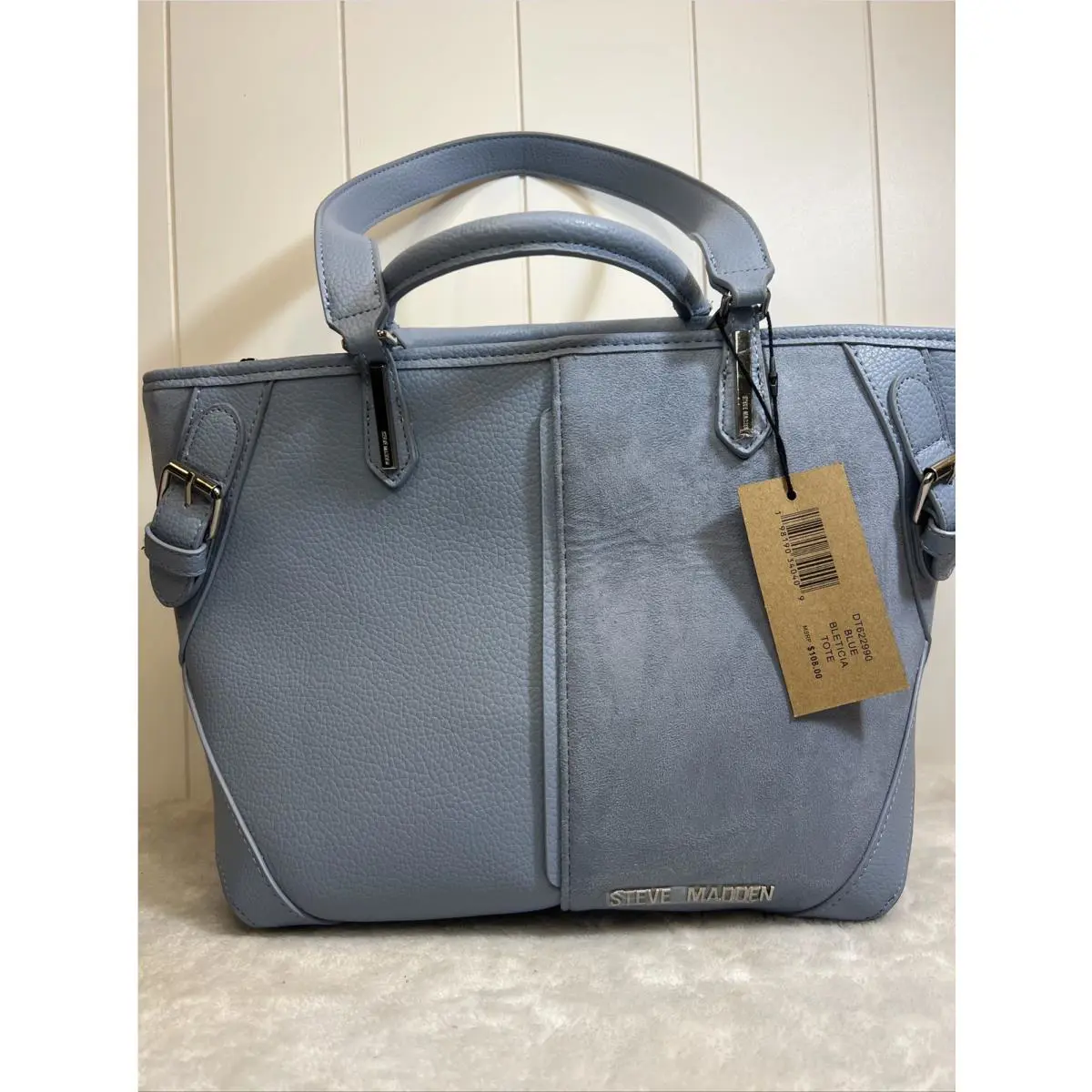 Steve Madden Light Baby Blue Bleticia Tote Bag Satchel Purse