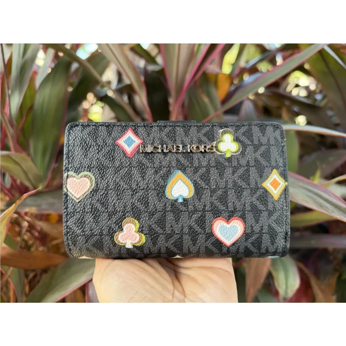 Jet Set Travel MD Bifold Coin Zipper Wallet MK Black Multi by Michael Kors