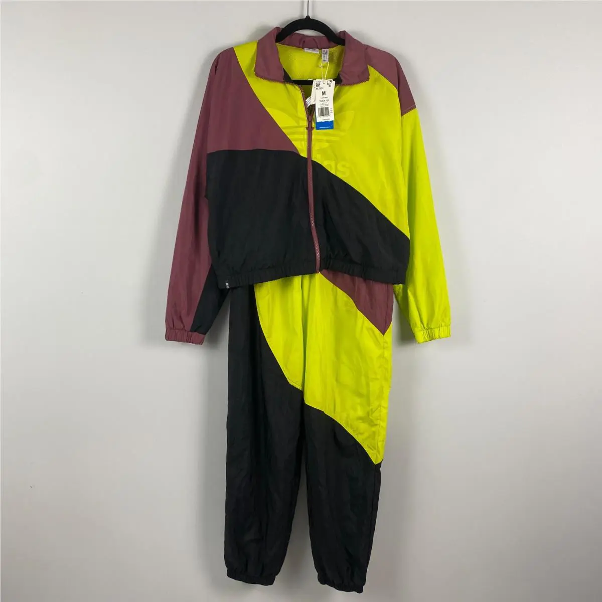 Adidas Adicolor Colorblock Track Jacket Pants Set Womens M Black Slime Shock