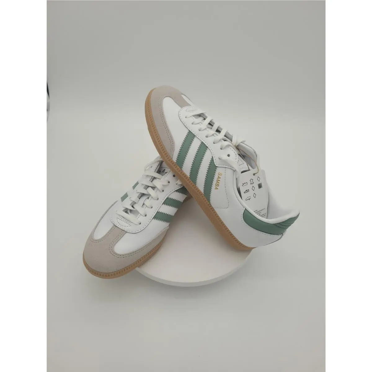 Adidas Samba OG Cloud White Silver Green JP5479 Womens 6.5 Y / 8 Womens See