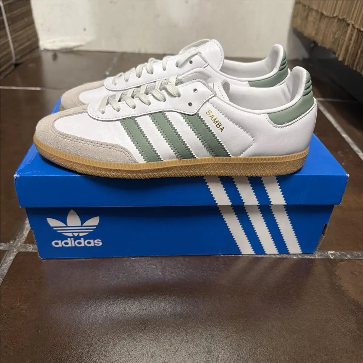 Samba OG Cloud White Silver Green JP5479 Womens 7Y / 8.5 Womens by Adidas