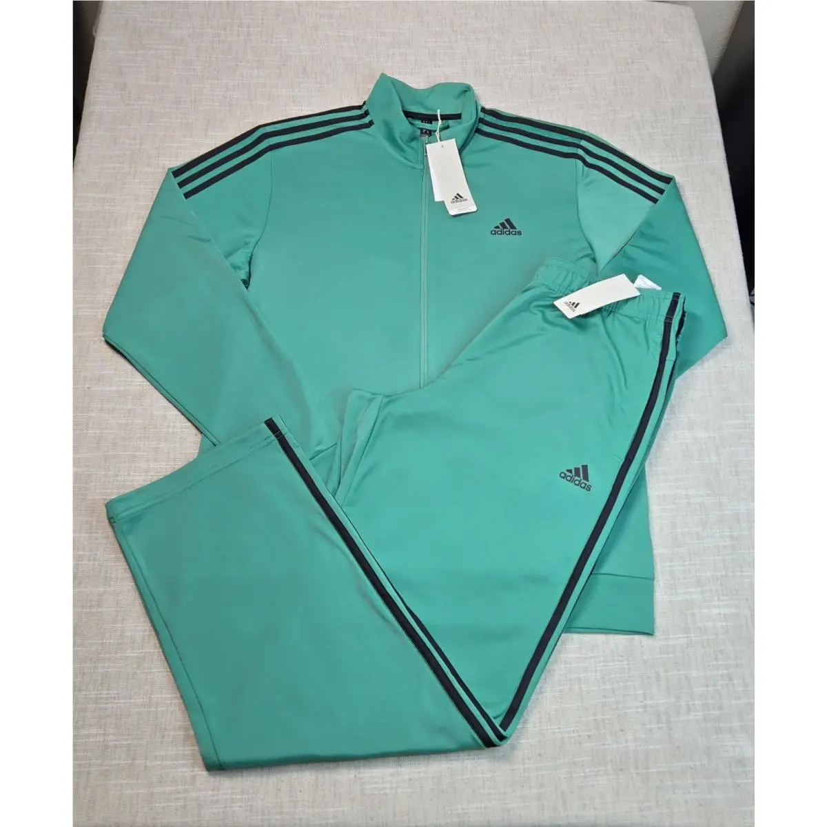 Adidas Tricot Tracksuit Jacket Pants Set Large Mens Semi Court Green Black Zip