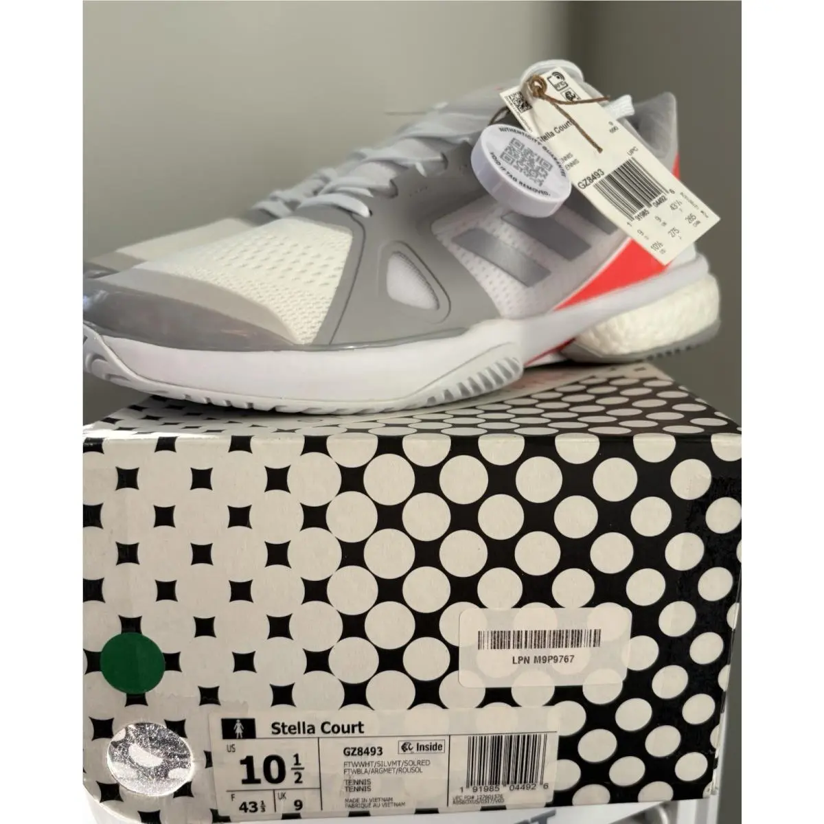 Adidas Stella Mccartney Court Tennis Women Shoes 10.5 White/red
