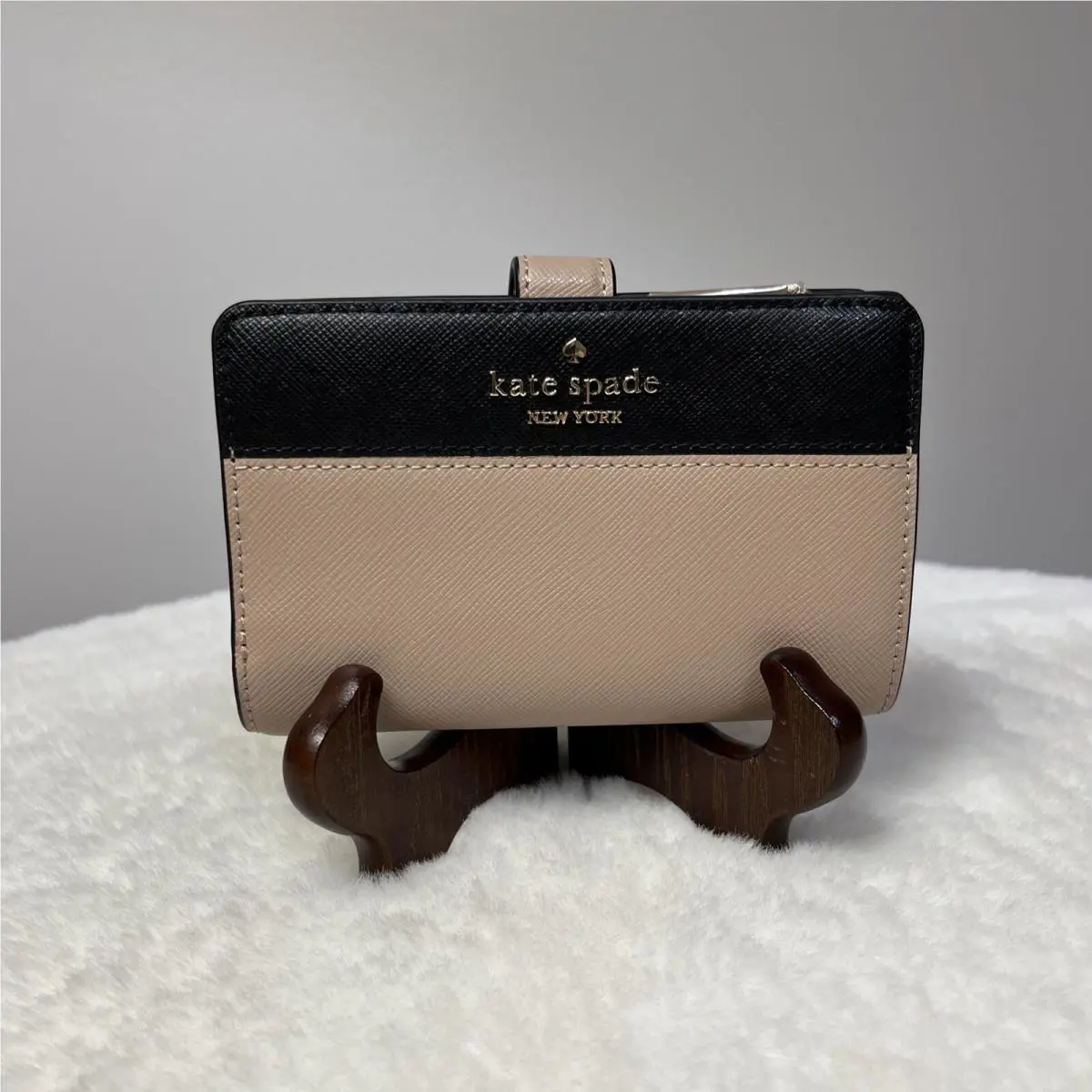 New Kate Spade Madison Medium Compact Colorblock Bifold Wallet Toasted Hazelnut