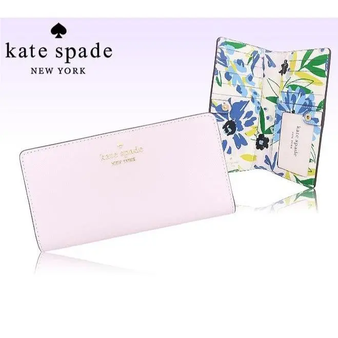 Kate Spade Staci Large Slim Bifold Wallet KK951 Lilac Leather Floral Print