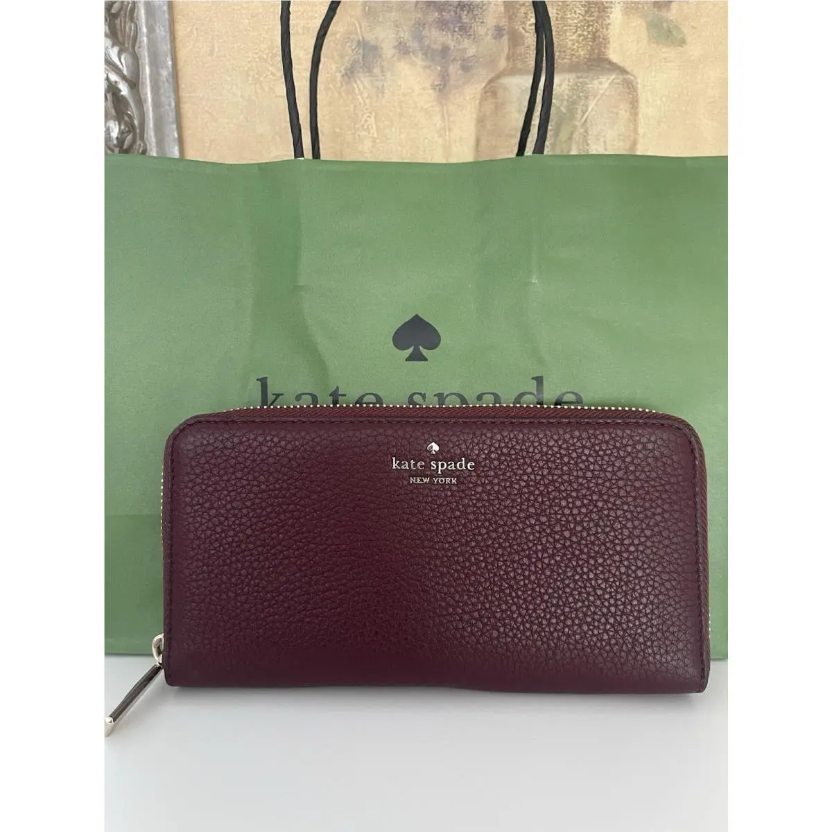 Kate Spade Lena Pebbled Leather Large Continental Wallet In Cherrywood