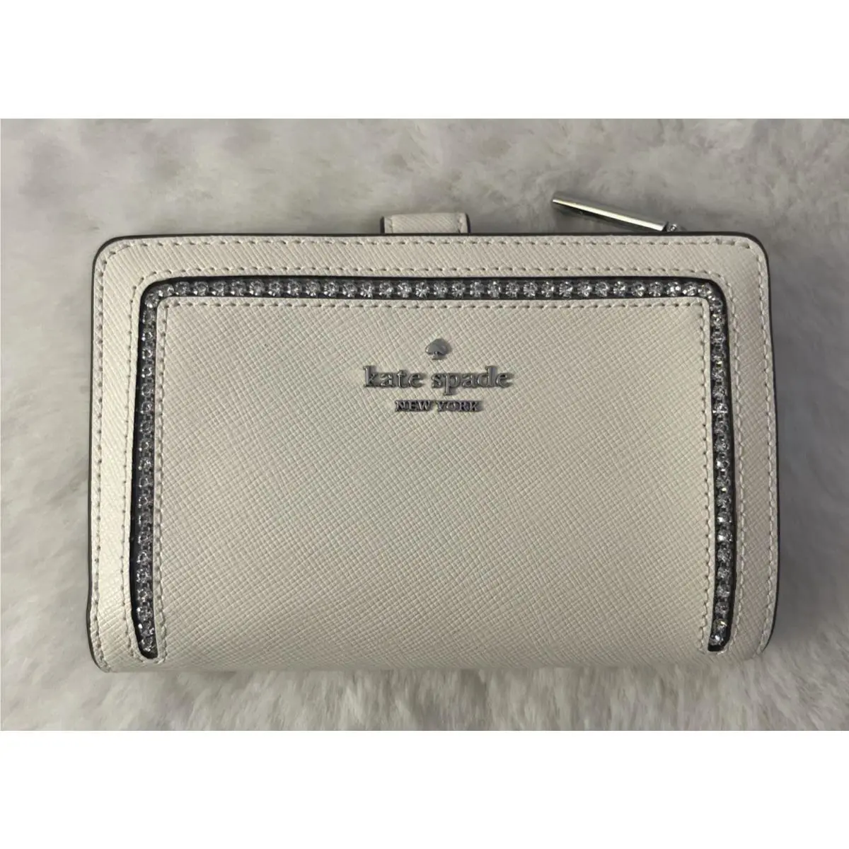 Kate Spade Madison Crystal Inlay Medium Compact Wallet Meringue Multi