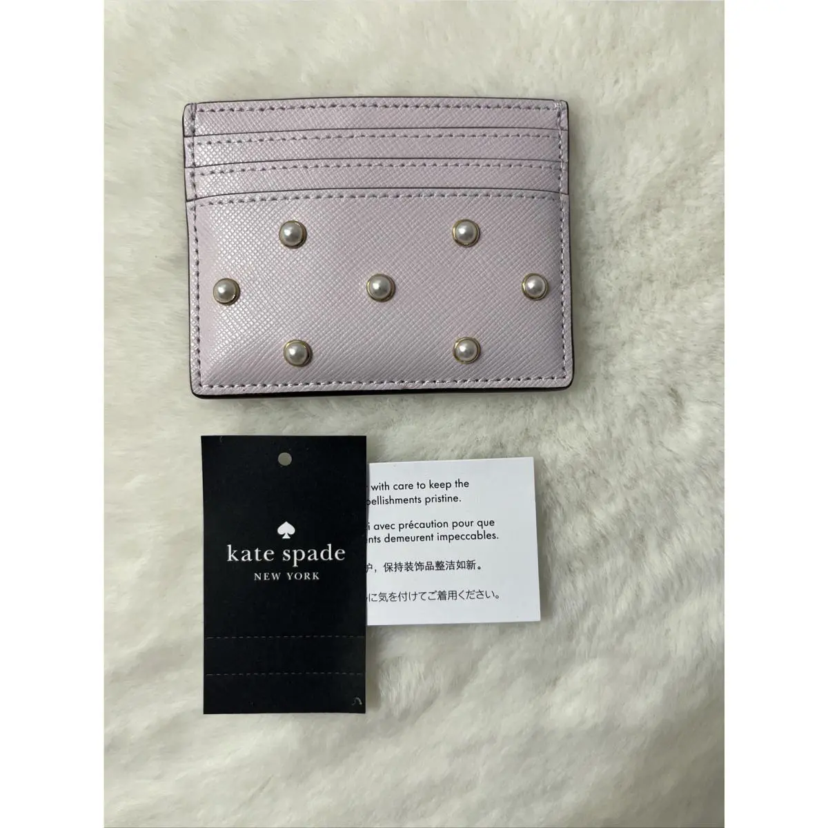 Kate Spade Madison Studded Pearls Small Slim Card Holder